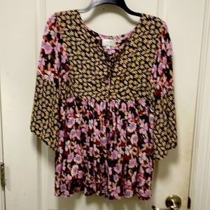 Johnny Was Blouse S Womens Jade Ameesha Floral Peasant Purple Pink Rayon Boho